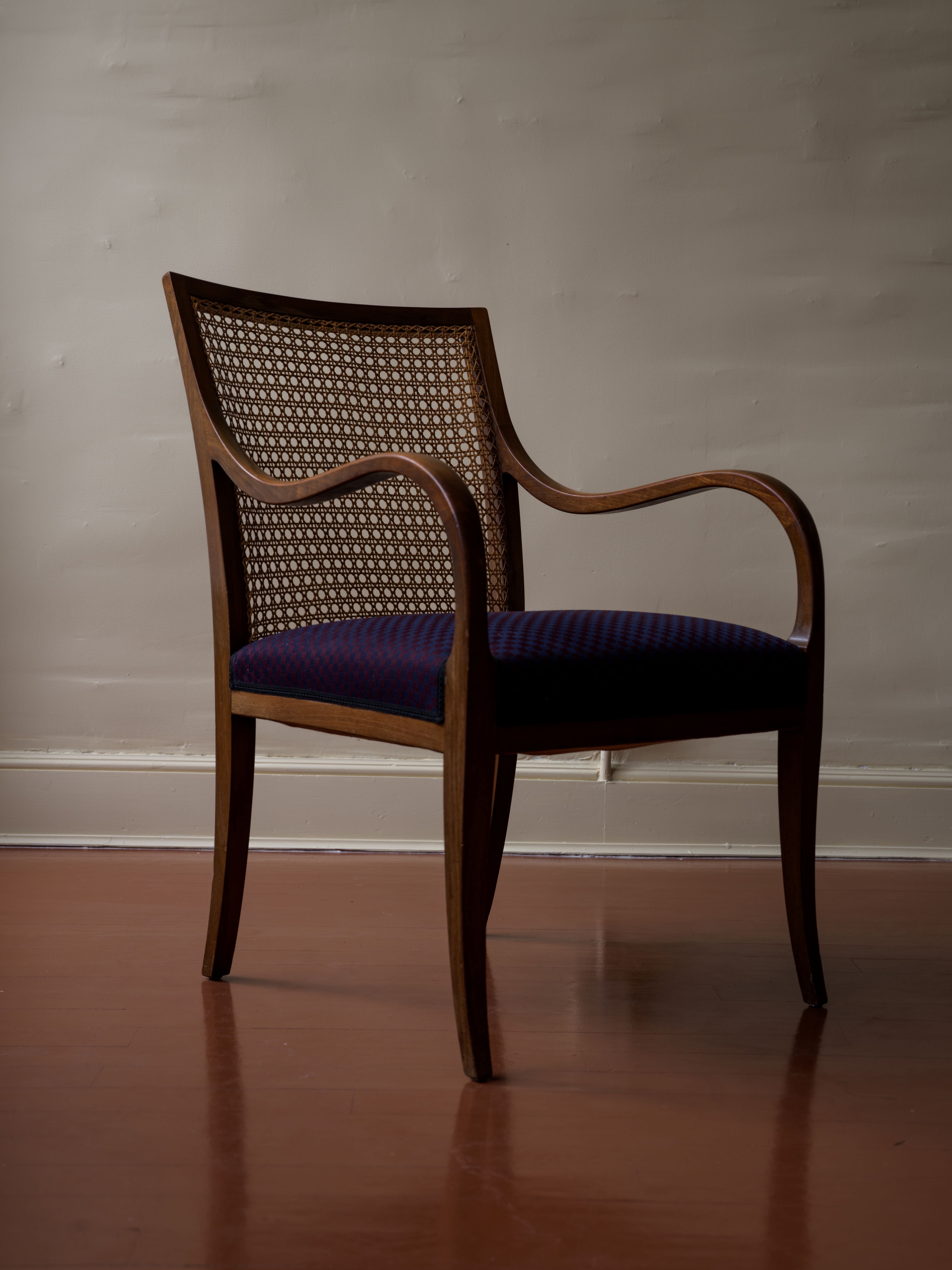 Mahogany and Caned Armchair by Frits Henningson
