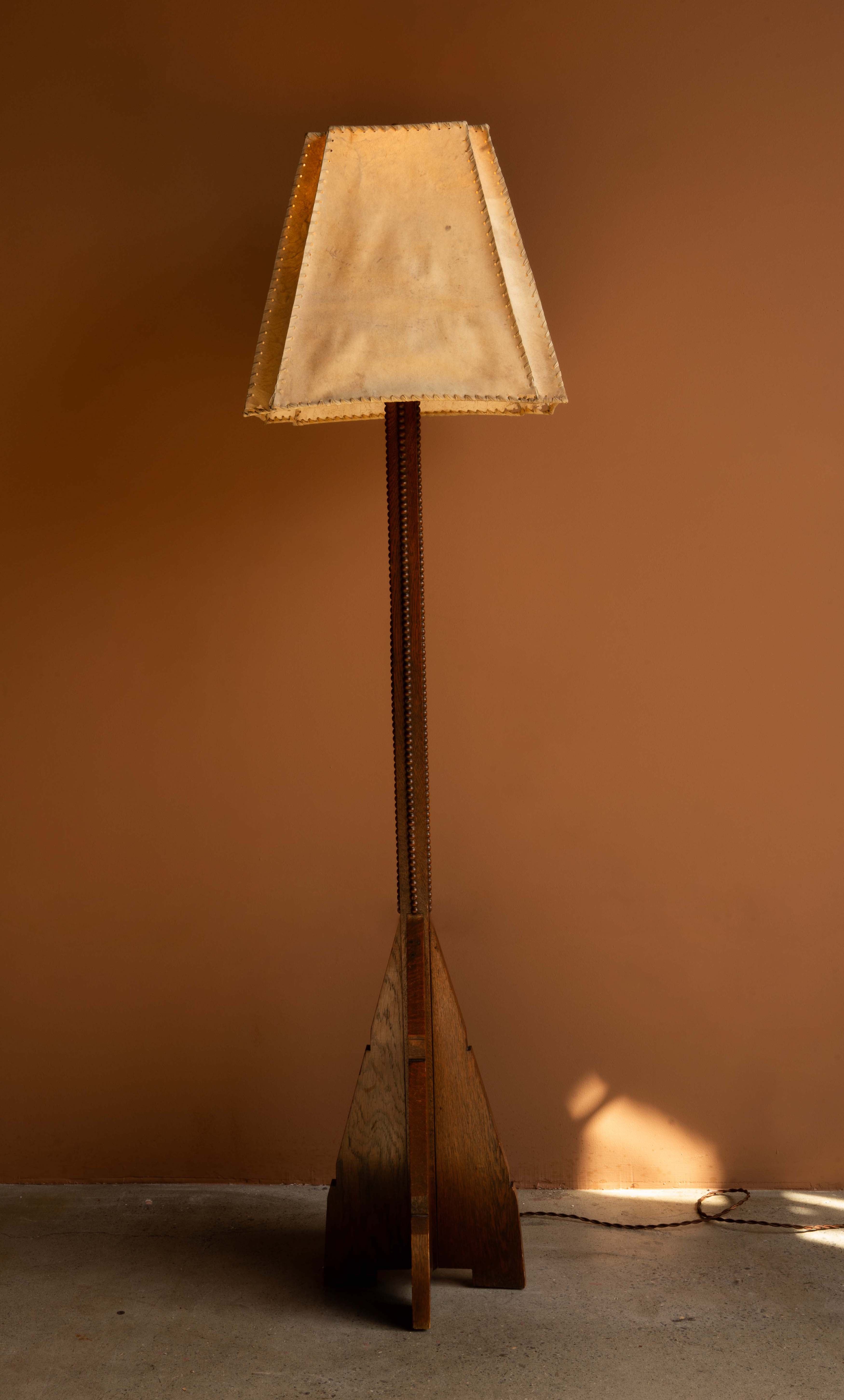 Art Deco Amsterdam School Oak Rocket Floor Lamp