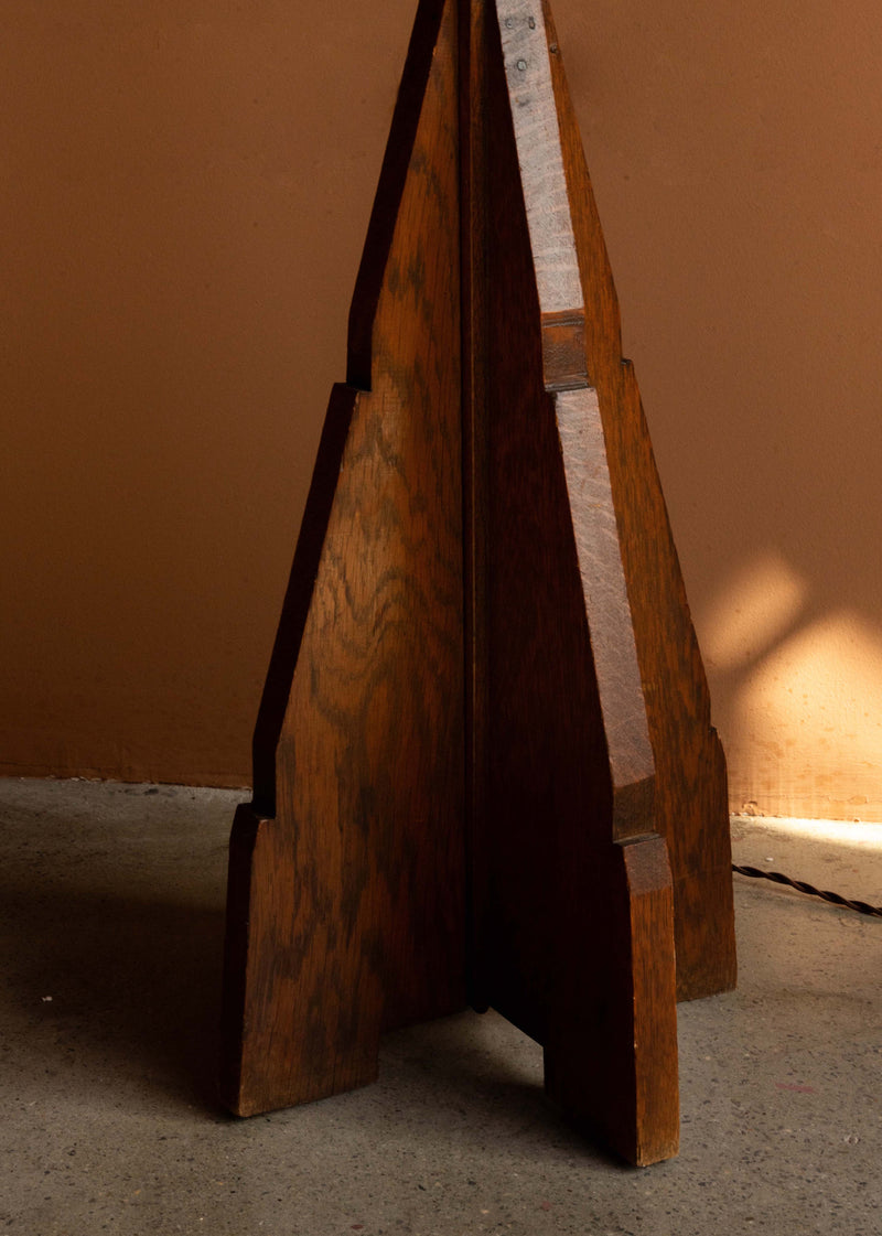 Art Deco Amsterdam School Oak Rocket Floor Lamp