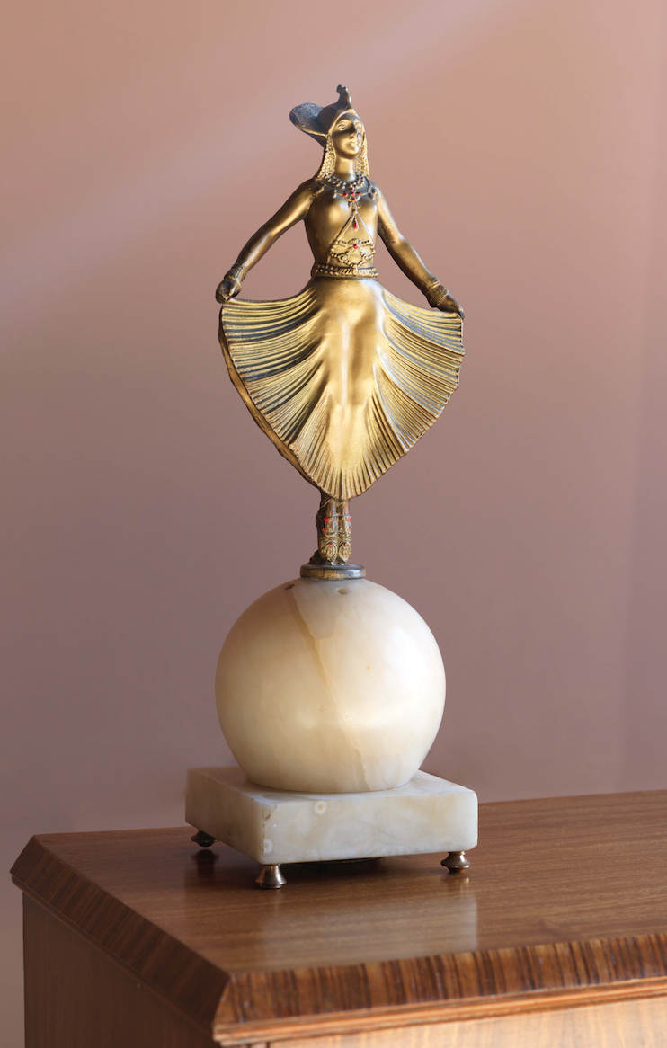 Art Deco Brass & Alabaster Globe Lamp