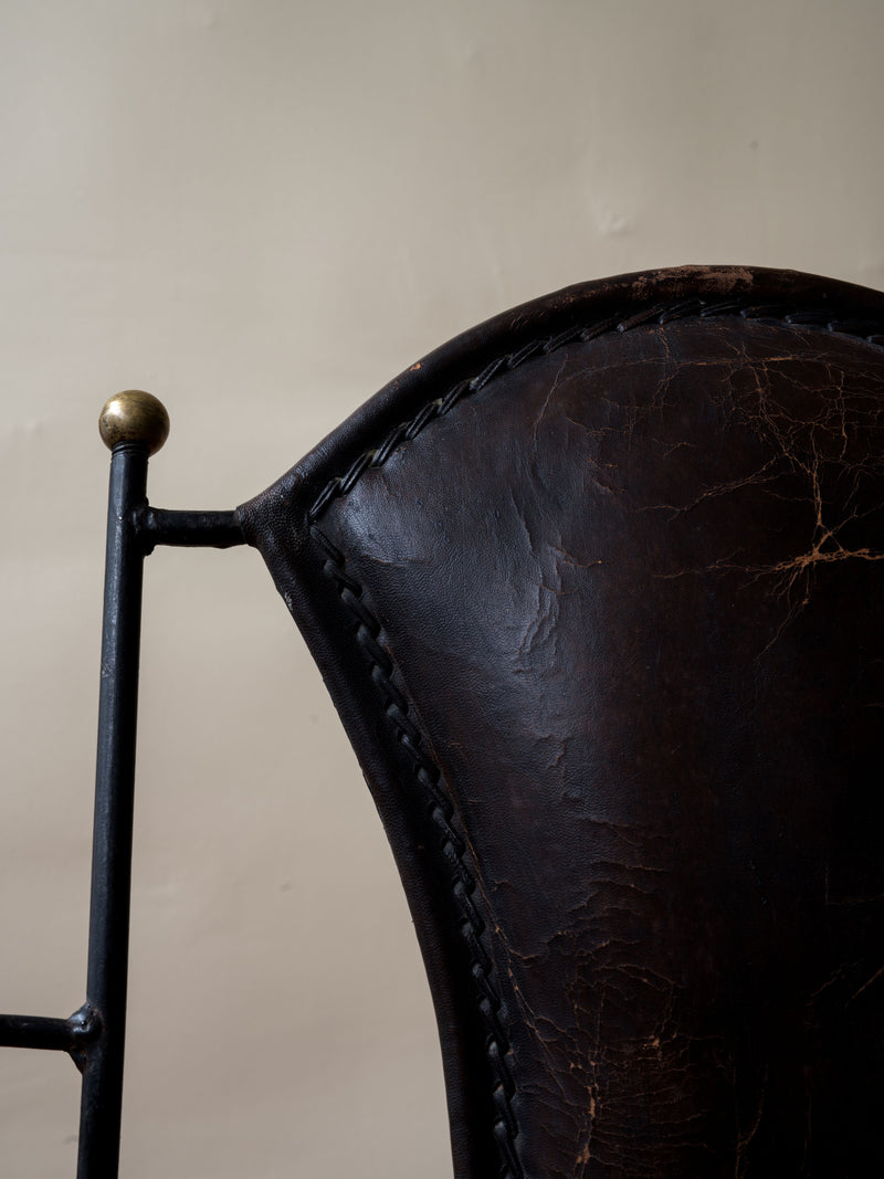 Jacques Adnet Style Stitched Leather Armchair