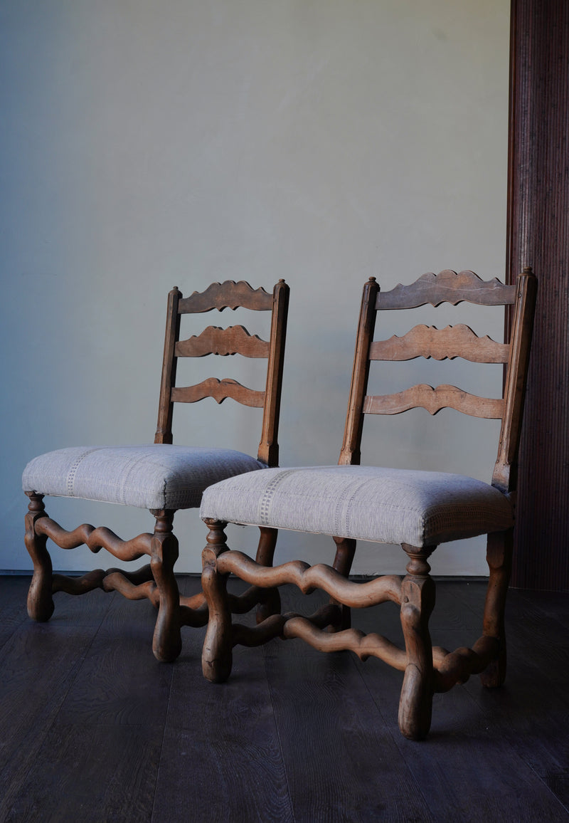 18th Century French Hand Carved Farm Chairs