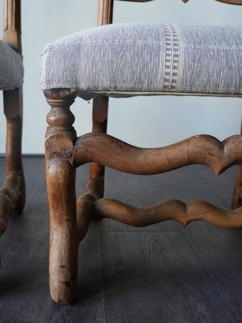 18th Century French Hand Carved Farm Chairs