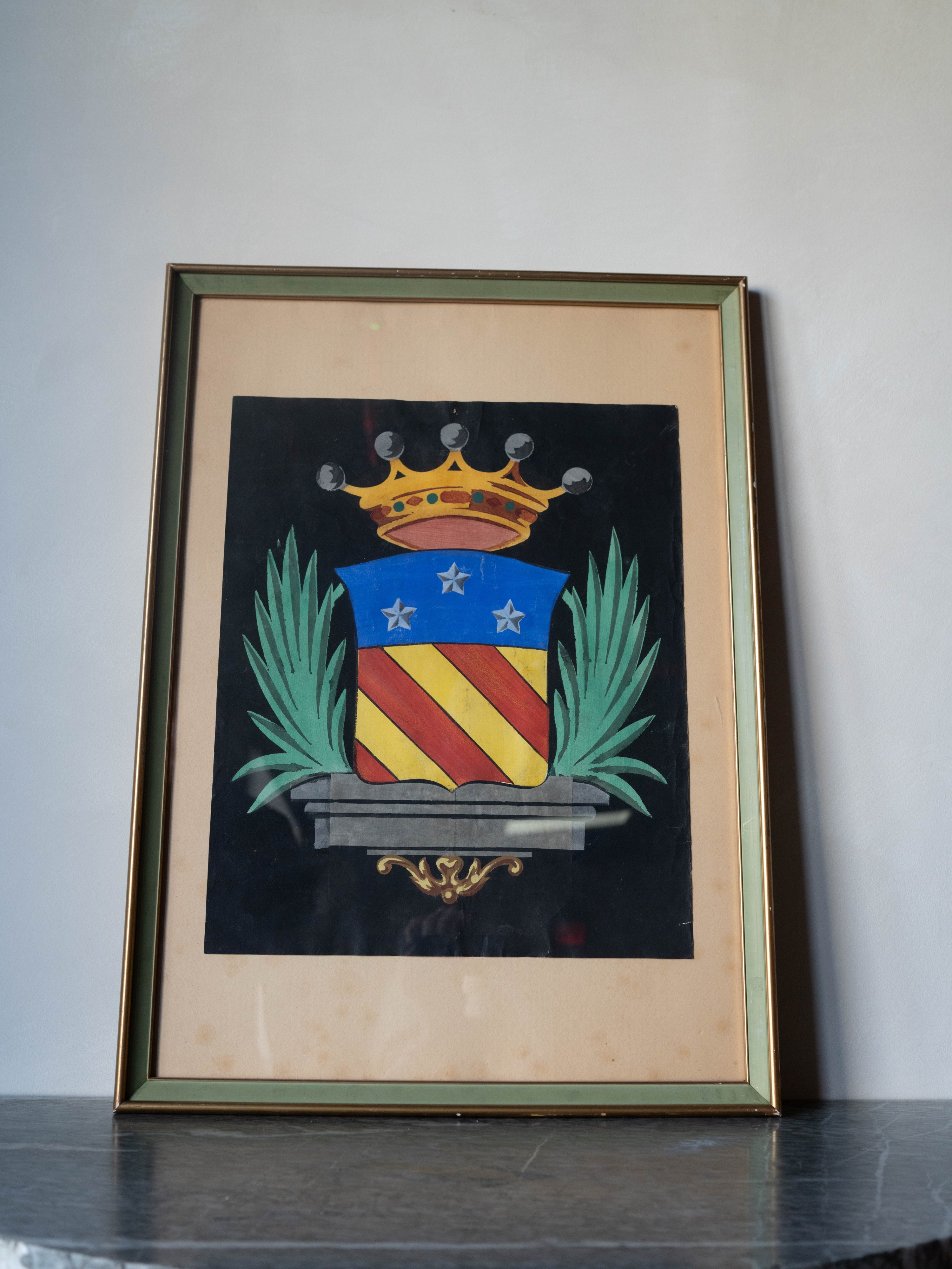 Antique Italian Family Crest Painting
