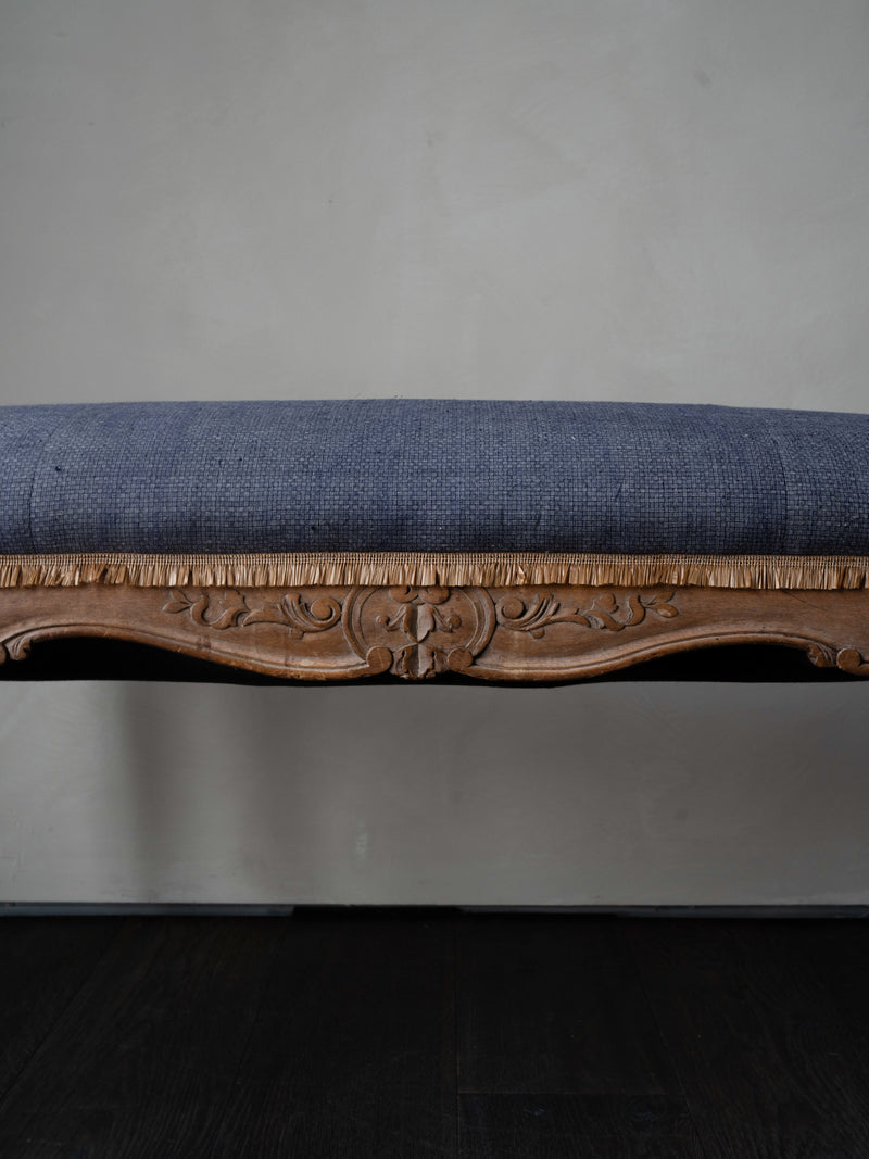 Carved Louis XV-Style Upholstered Bench