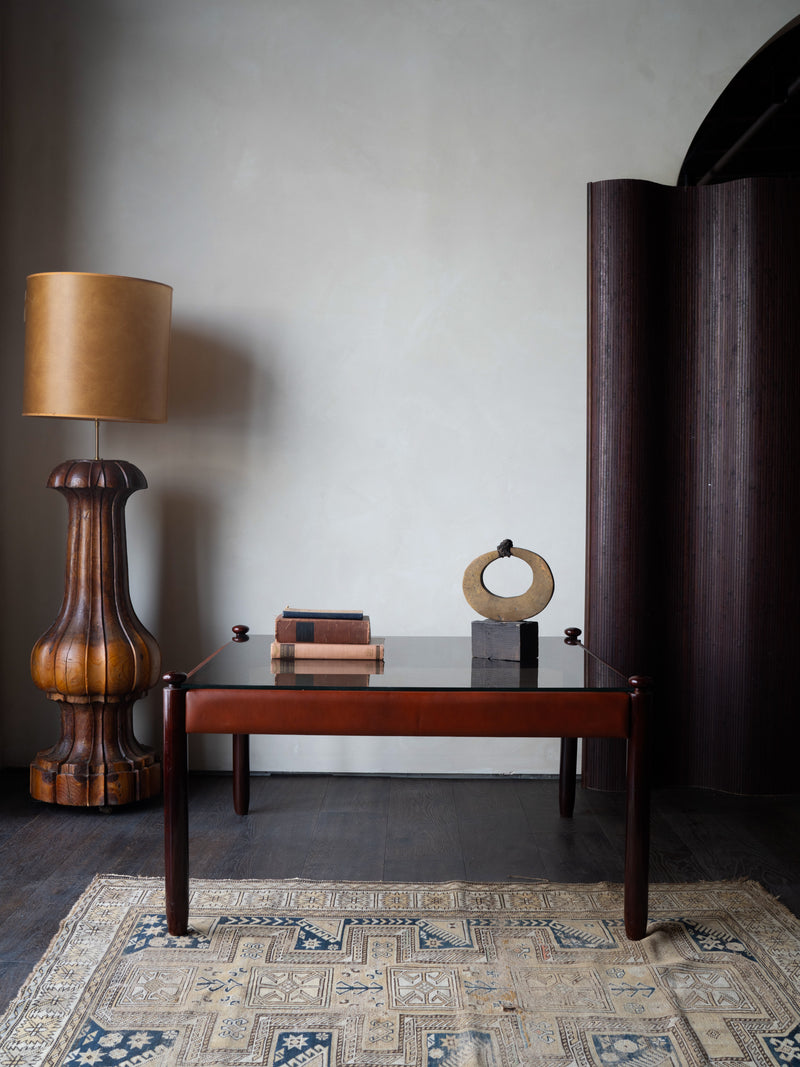 Hand-Carved Wood Floor Lamp