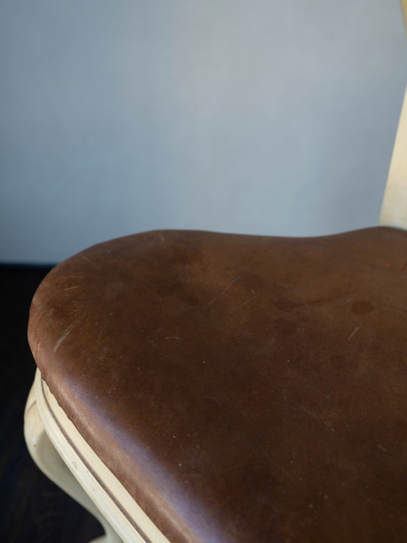 Oak and Leather Cockfighting Chair