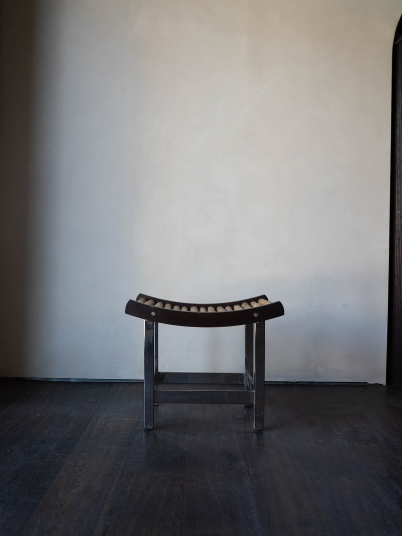 1980s Bamboo Chrome Stool