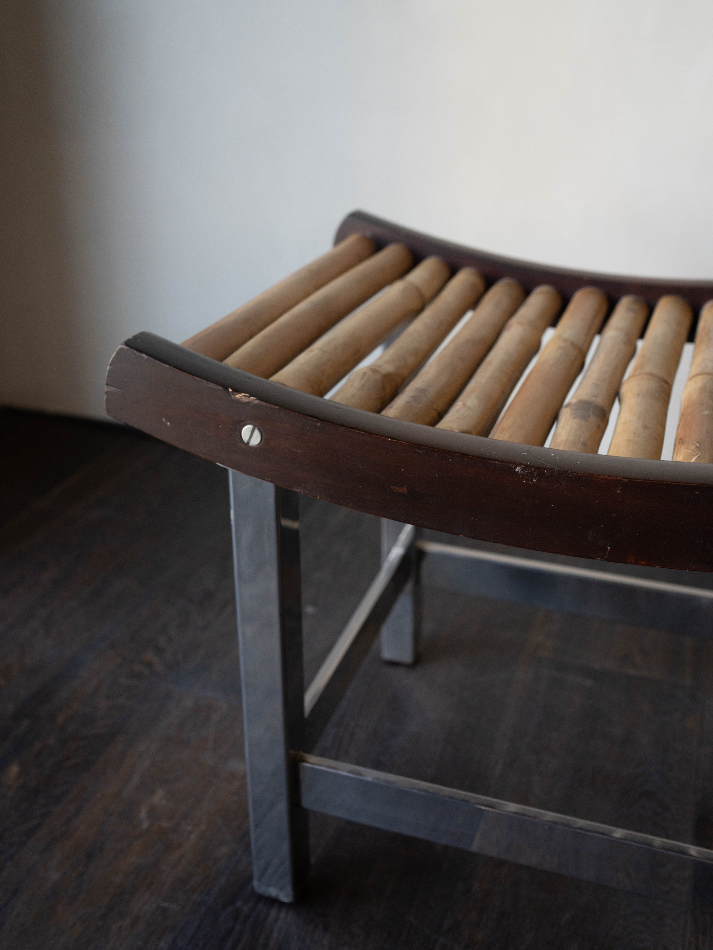 1980s Bamboo Chrome Stool