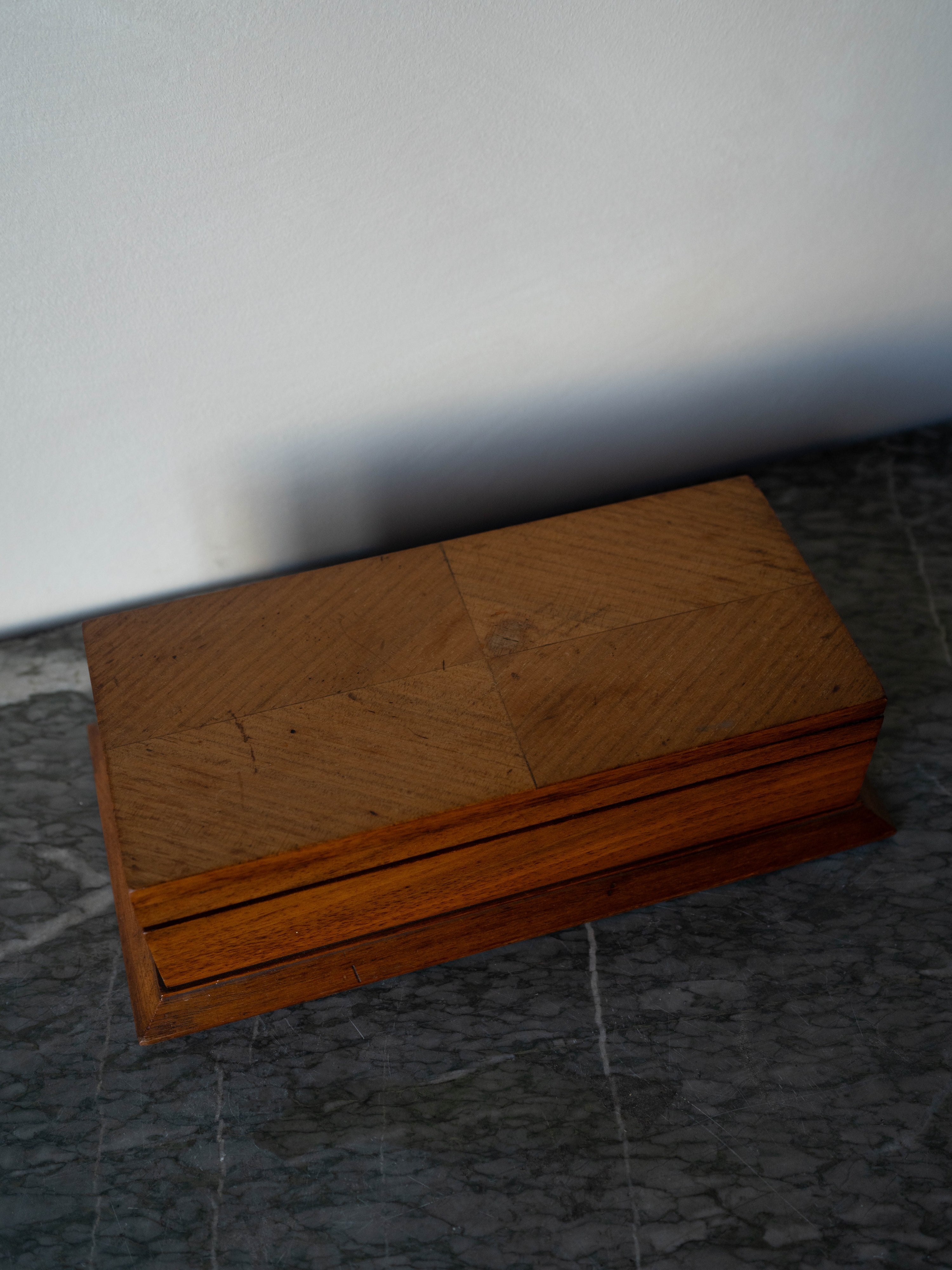 Midcentury Parquet Inlay Wooden Box