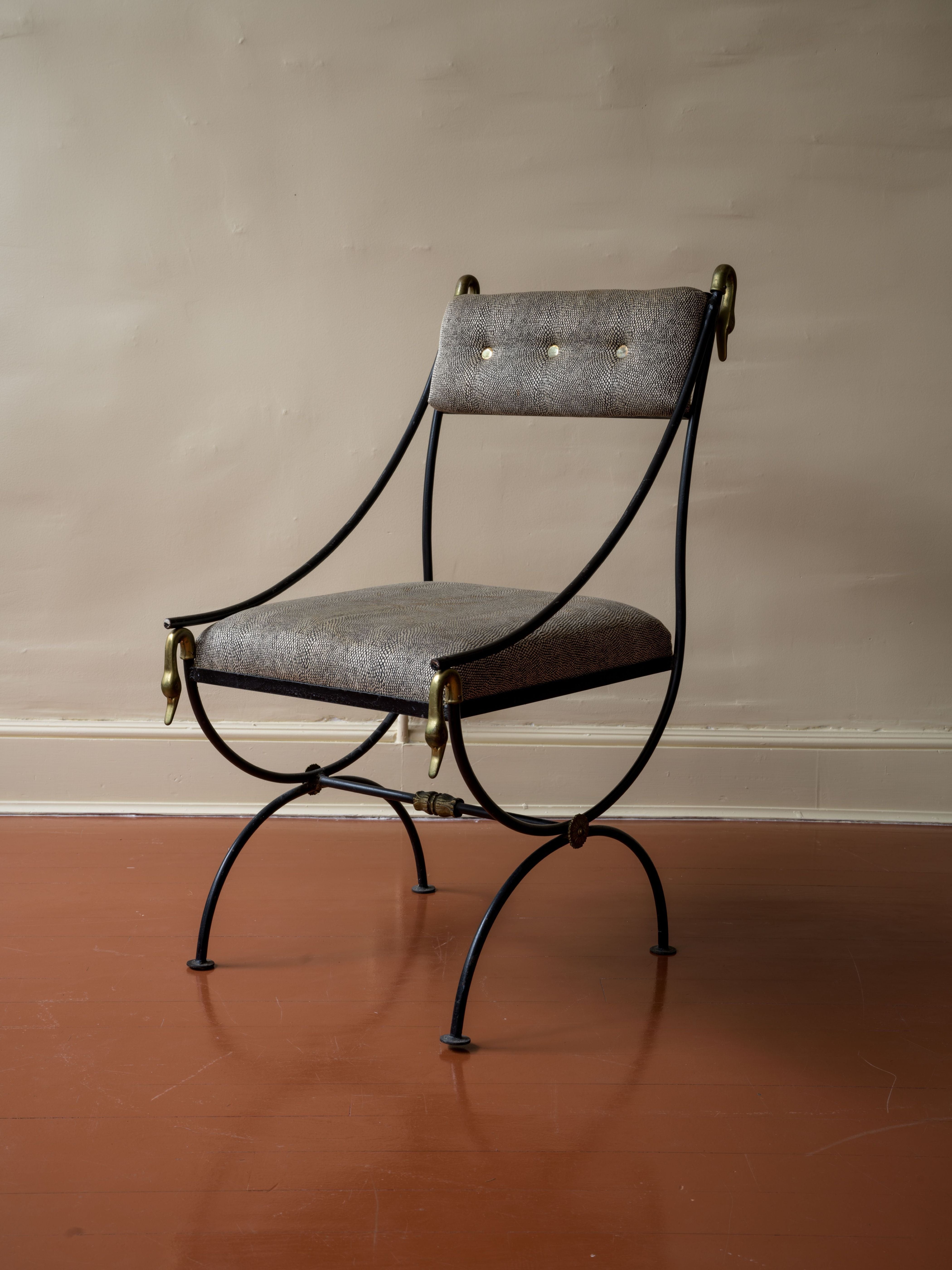 Swan Chair by Maison Jansen, Black and White