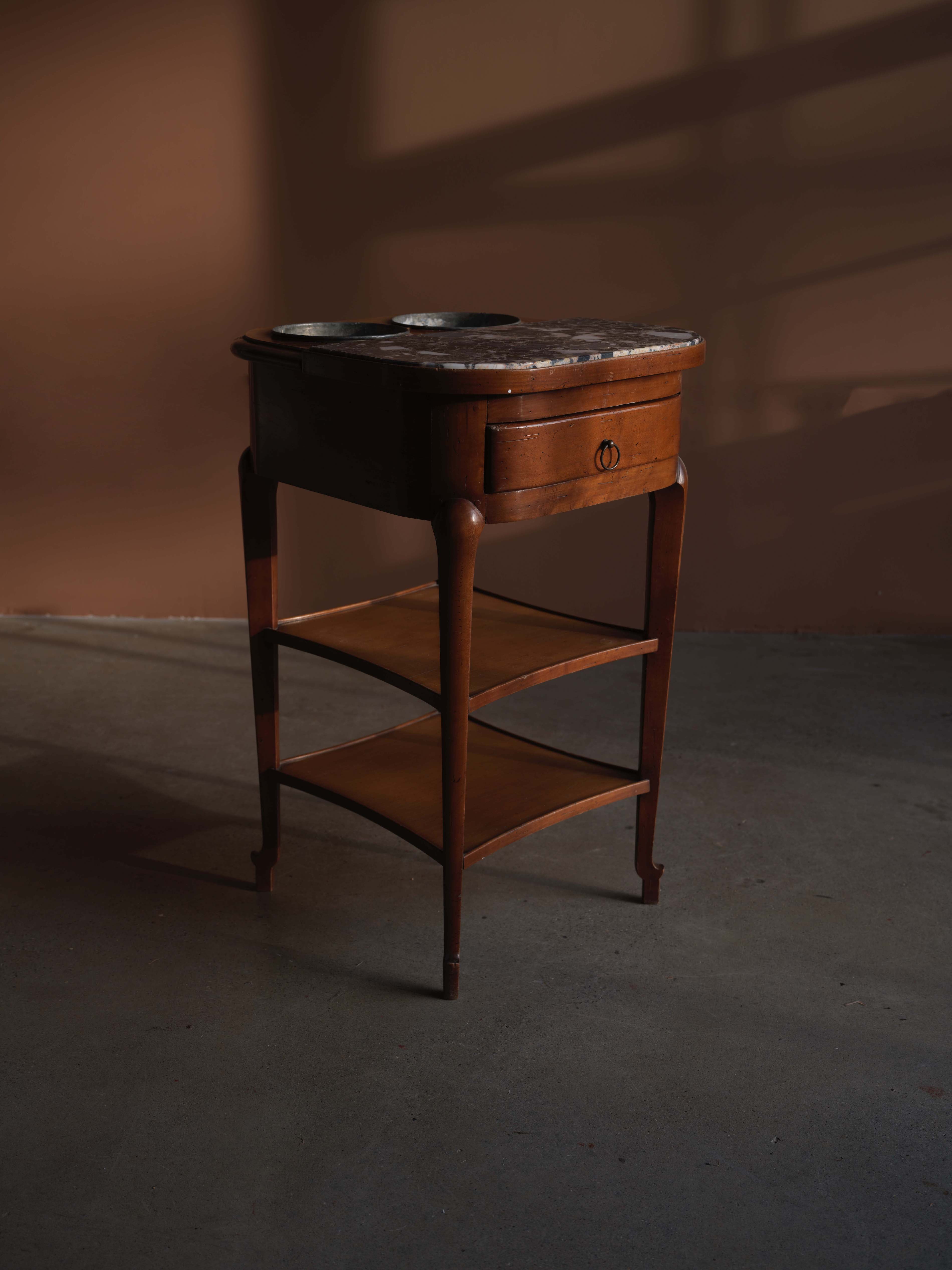 French Louis XV Marble Rafraichissoir Side Table