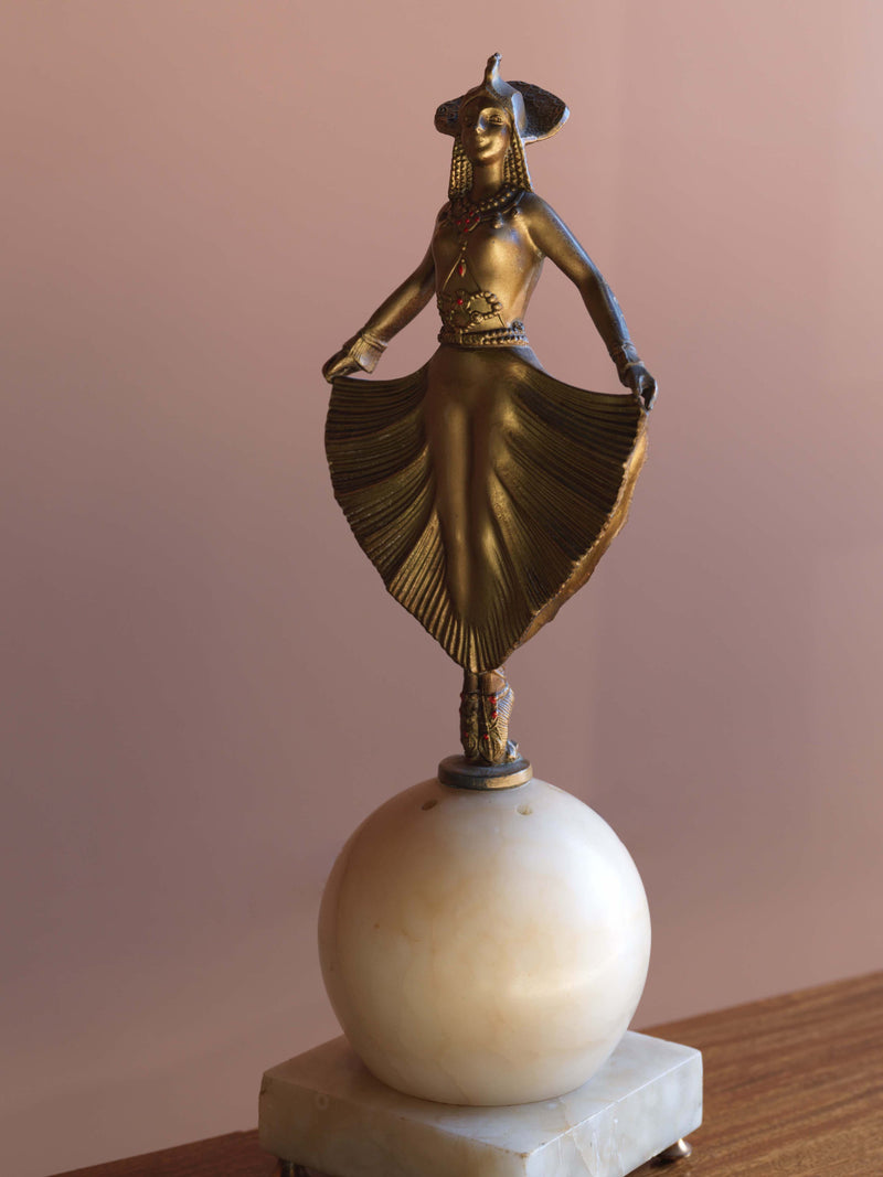 Art Deco Brass & Alabaster Globe Lamp
