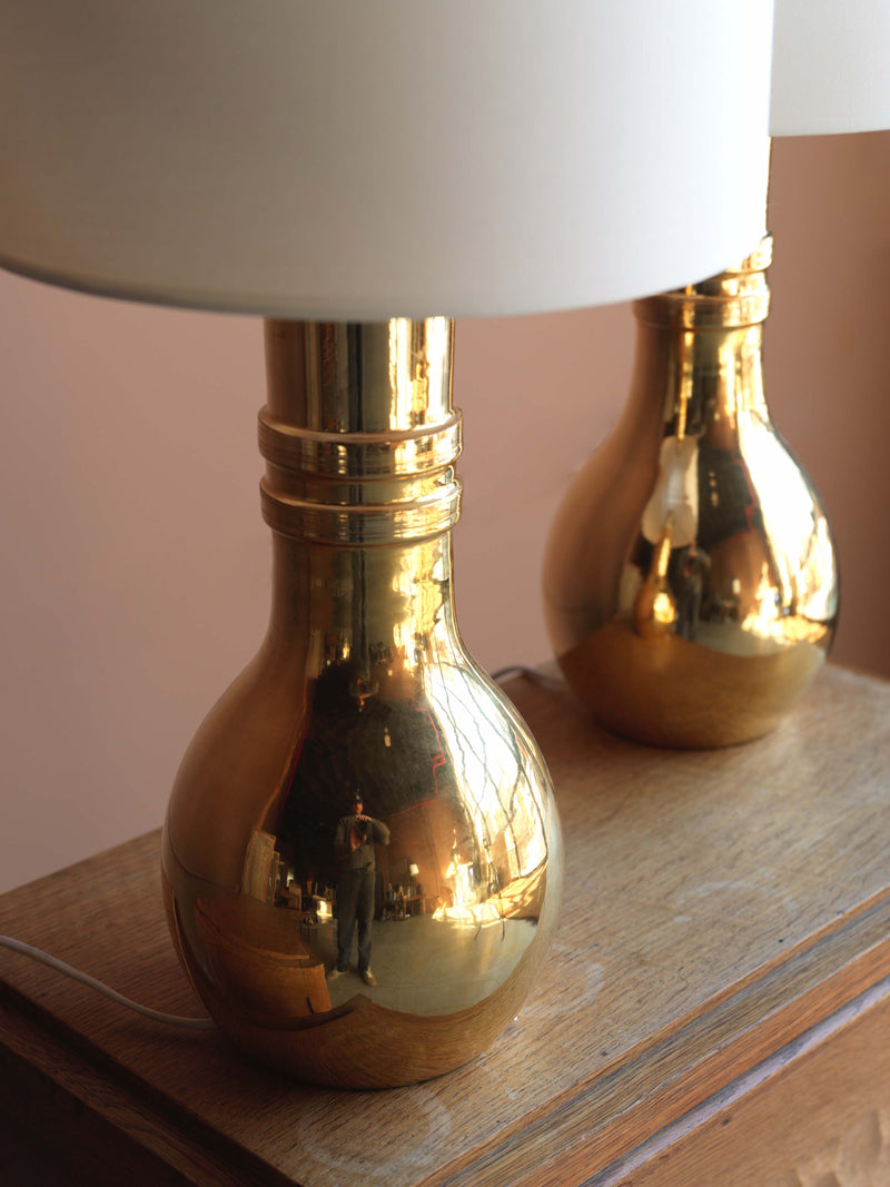 Vintage Italian Brass Lamps in the style of Bitossi, Pair