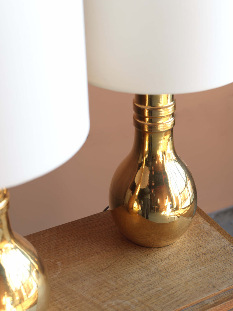 Gold Glazed Ceramic Lamps by Aldo Londi for Bitossi, pair