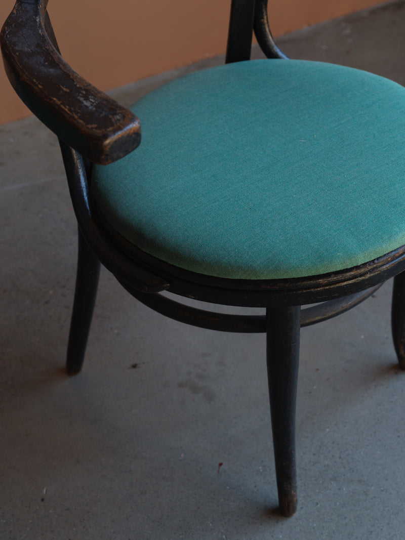 Set of 6 Painted Black and Green Dining Chairs, c. 1950